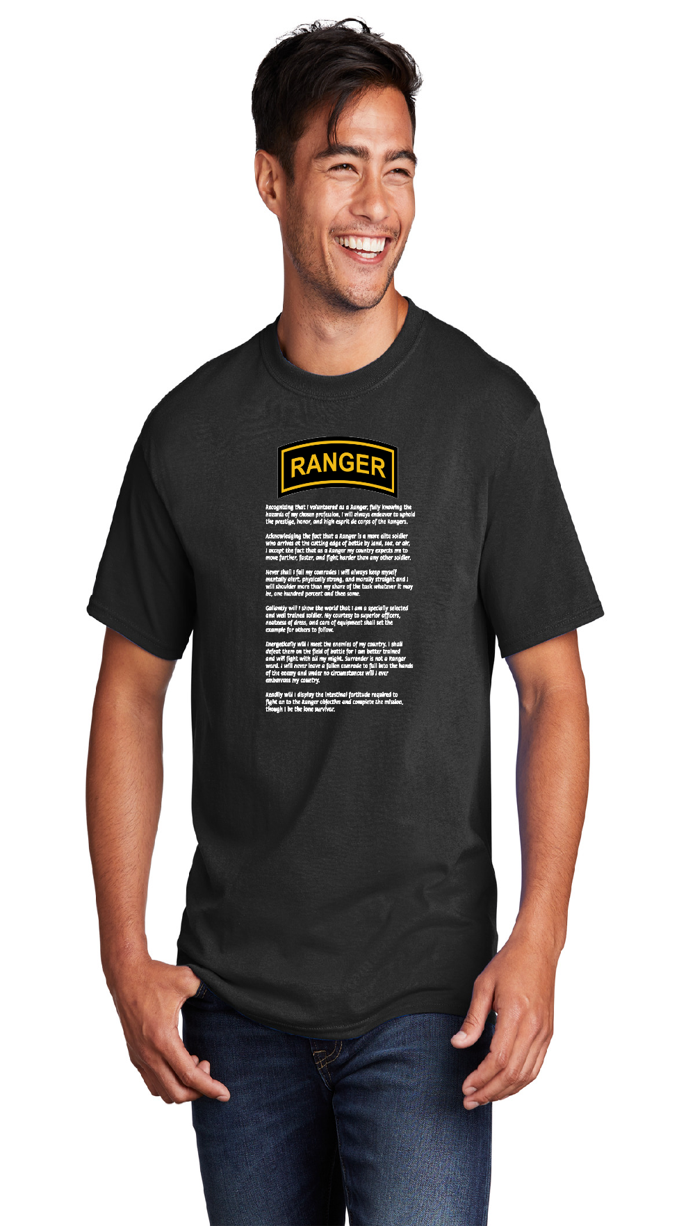 US Army Ranger Creed with Ranger Tab Short Sleeve T-Shirt